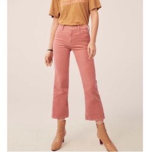 MOTHER The Outsider Crop Hopscotch Corduroy Pants in Pink Sz 26